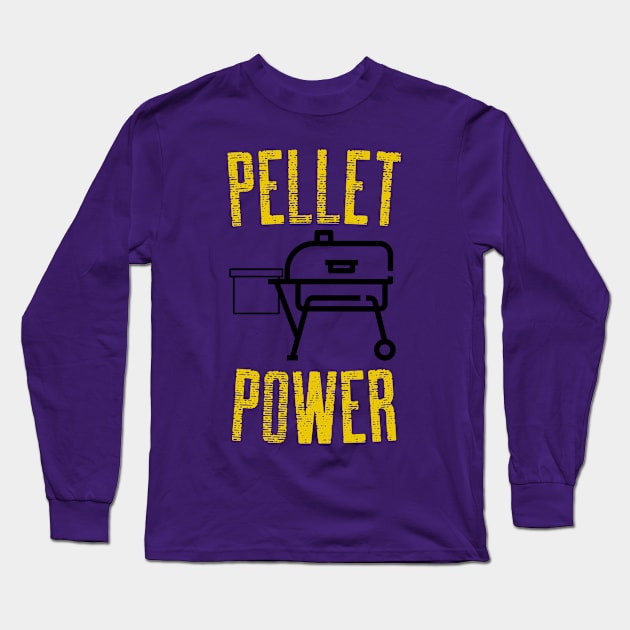 Pellet Power Design Black Gold Long Sleeve T-Shirt by Preston James Designs